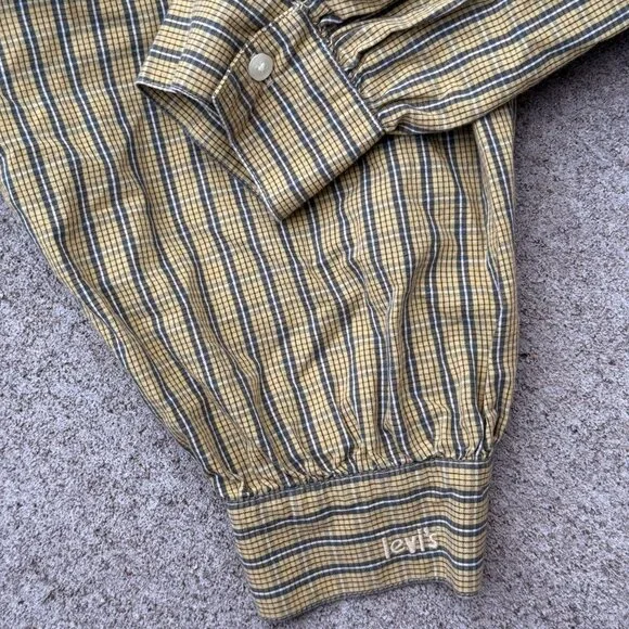 Levi's Devin Plaid Crop Long Sleeve Blouse Top Zelda Plaid Weeping Willow- Large - Picture 6 of 9